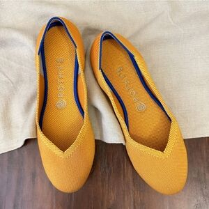 Rothy's Mustard Yellow Flats with Blue Trim Sz 8